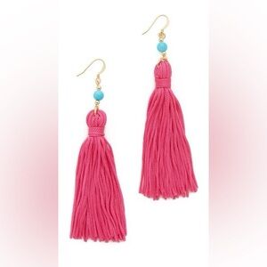 NWT Kenneth Jay Lane Pink & Turquoise Tassel Earrings